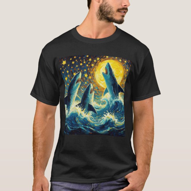 Starry Night Three Sharkling am Moon Van T-Shirt (Vorderseite)