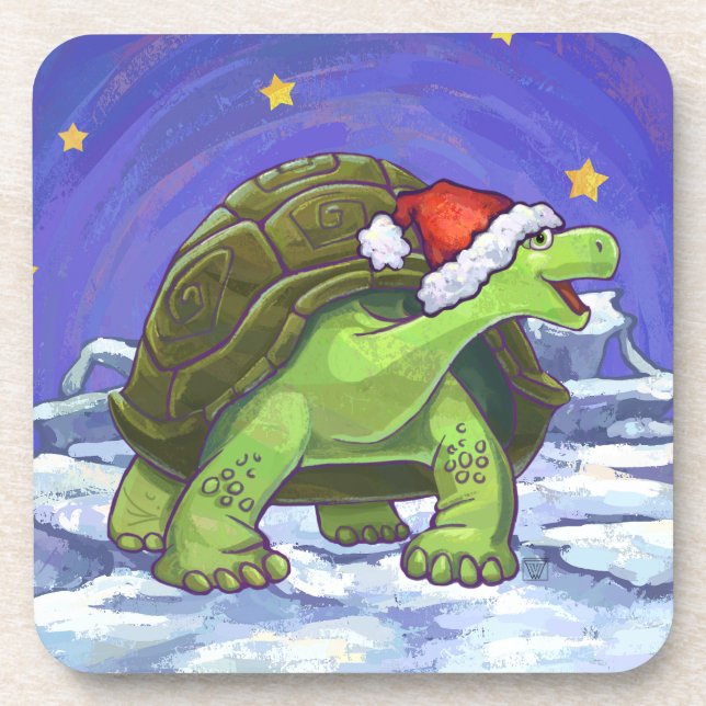 Starry Night Tortoise Weihnachten Getränkeuntersetzer (Vorderseite)