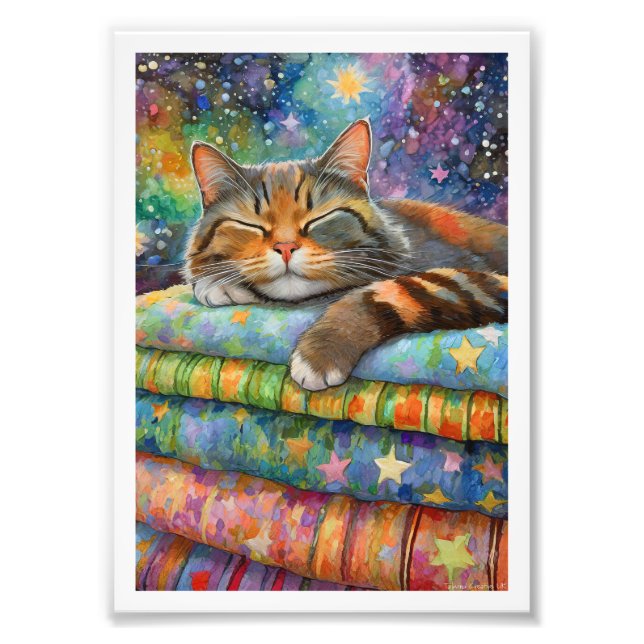 Starry Night Tortoiseshell Cat Fotodruck (Vorne)