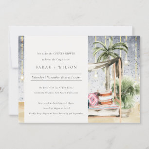 Starry Night Tropical Cabana Paare Dusche einladen Dankeskarte