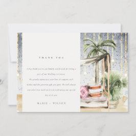 Starry Night Tropical Palm Beach Cabana Hochzeit Dankeskarte
