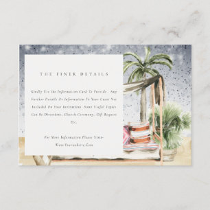 Starry Night Tropical Palm Cabana Hochzeitsdetails Begleitkarte