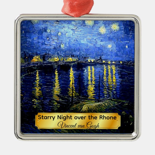 Starry Night über der Rhone Ornament Aus Metall (Vorne)