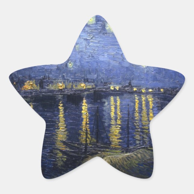 Starry Night über der Rhone Stern-Aufkleber (Vorderseite)