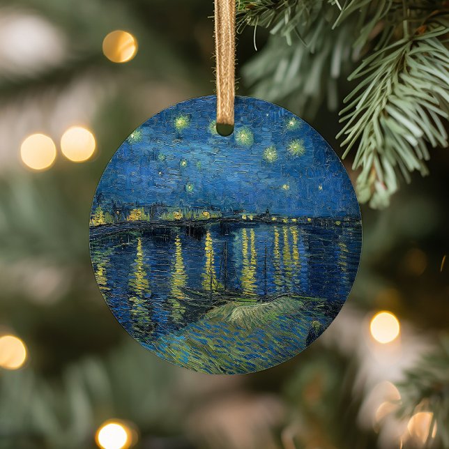 Starry Night über der Rhône | Vincent van Gogh Keramik Ornament (Von Creator hochgeladen)