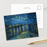 Starry Night über der Rhône | Vincent Van Gogh Postkarte<br><div class="desc">Starry Night Over the Rhône (1888) von dem niederländischen Künstler Vincent Van Gogh. Original Artwork ist ein Öl auf der Leinwand,  das einen kraftvollen postimpressionistischen Nachthimmel in launischen Blau- und Gelbtönen darstellt. Verwenden Sie die Entwurfstools,  um einen benutzerdefinierten Text hinzuzufügen oder das Bild zu personalisieren.</div>