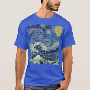 Starry Night und The Great Wave Van Gogh Art Paint T-Shirt