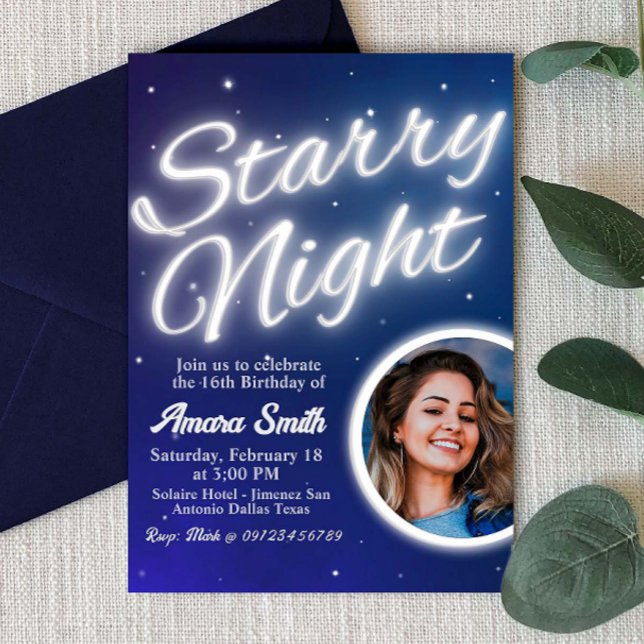 Starry Night - Unter den Sternen mit Foto Einladung (Starry Night - Stars Invitation with Photo)