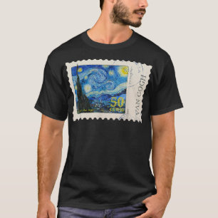 Starry Night Van Gogh Briefmarke Sonnenblumen T-Shirt