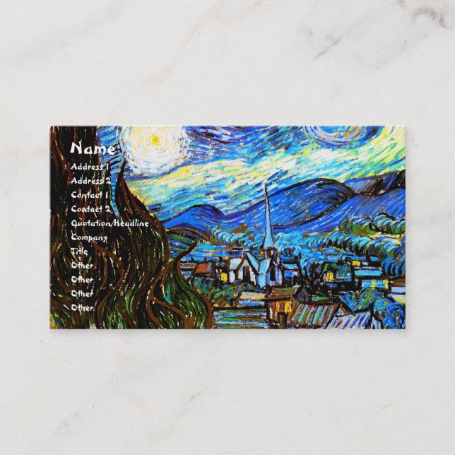 Starry Night Van Gogh Fine Art Visitenkarte (Vorderseite)