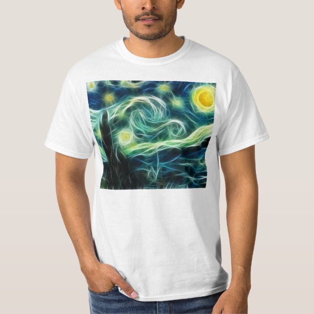 Starry Night Van Gogh Fraktal Art T-Shirt (Vorderseite)