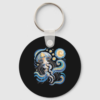 Starry night van gogh jellyfish scuba diving surf schlüsselanhänger