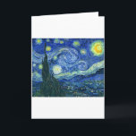 Starry Night ~ Van Gogh Karte<br><div class="desc">Das bekannteste Gemälde von Vincent Van Gogh. Ein modernes Meisterwerk mit einer dunkelblauen Nachtlandschaft, die mit hellen Wirbel aus gelben, weißen und orangefarbenen, funkelnden Sternen geschmückt ist. Original niederländische Bezeichnung: De sterrennacht . Diese Ölpaneel zeigt den Blick außerhalb des Abwasserfensters von Van Gogh in der Nacht, obwohl das eigentliche Gemälde...</div>