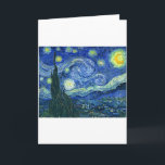 Starry Night ~ Van Gogh Karte<br><div class="desc">Das bekannteste Gemälde von Vincent Van Gogh. Ein modernes Meisterwerk mit einer dunkelblauen Nachtlandschaft, die mit hellen Wirbel aus gelben, weißen und orangefarbenen, funkelnden Sternen geschmückt ist. Original holländischer Titel: De sterrennacht . Diese Ölpaneel zeigt den Blick außerhalb des Abwasserfensters von Van Gogh in der Nacht, obwohl das eigentliche Gemälde...</div>