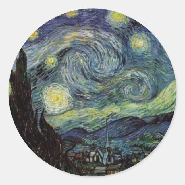 Starry Night - van Gogh Runder Aufkleber (Vorderseite)