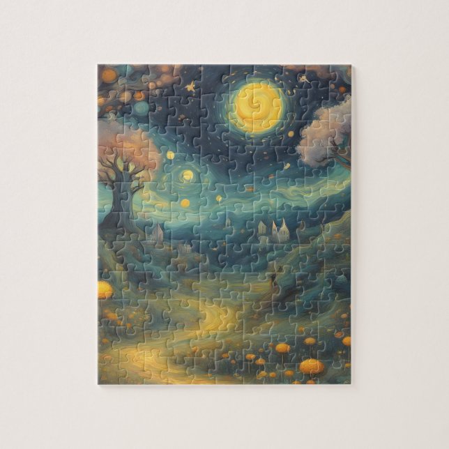 Starry Night Van Gogh Style Fantasy Forest (Vertikal)