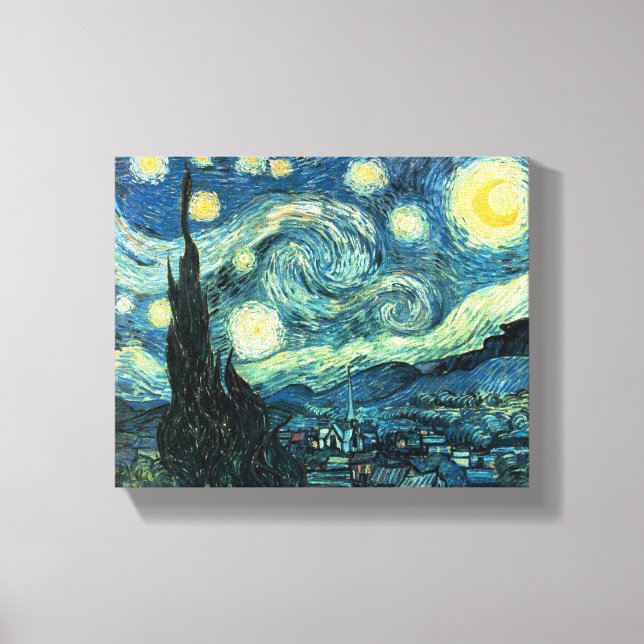 Starry Night Van Gogh Wrapped Canvas Print Leinwanddruck (Vorderseite)