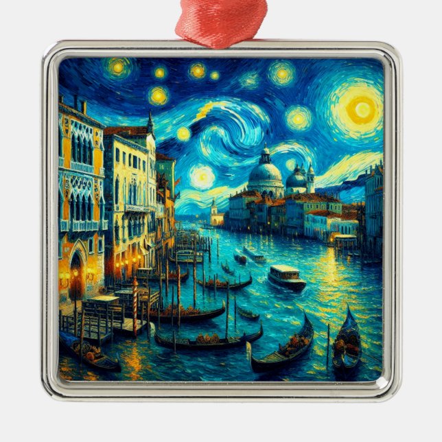 Starry Night Venice Italien Ornament Aus Metall (Vorne)