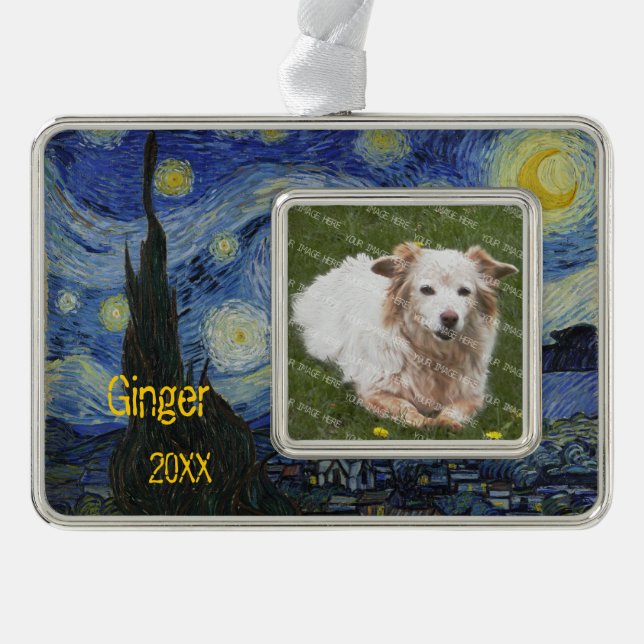 Starry Night Vincent van Gogh Foto Rahmen-Ornament Silber (Vorderseite)