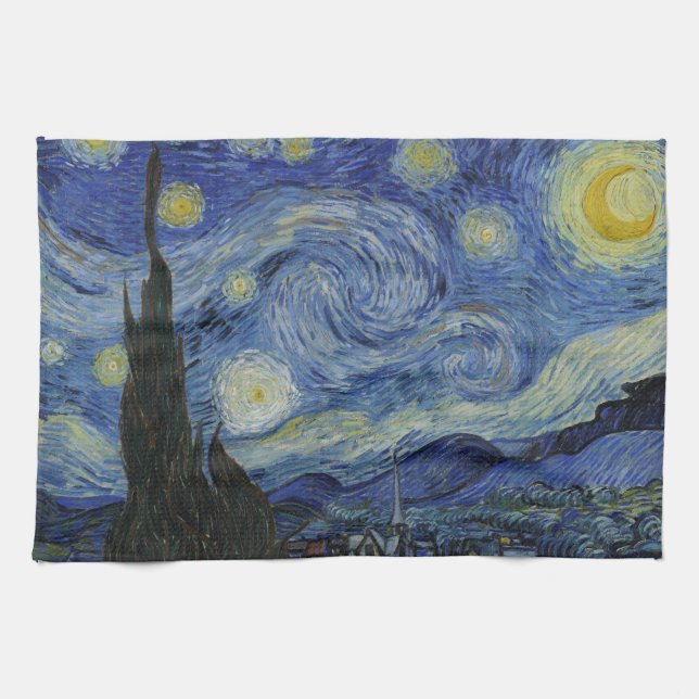 Starry Night Vincent van Gogh Gemälde Geschirrtuch (Horizontal)
