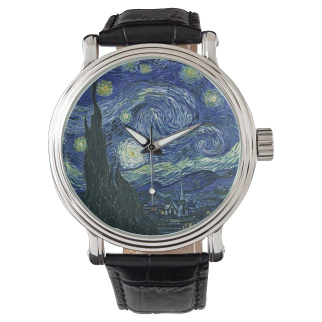 Starry Night Vincent van Gogh Kunstmalerei Armbanduhr (Vorderseite)