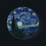Starry Night Vincent van Gogh Kunstmalerei Button<br><div class="desc">Vincent van Gogh (Niederländisch, 1853 - 1890) Starry Night, 1889, Oil on Leinwand Ungerahmt: 73 × 92 cm (28, 7 × 36, 2 in) Dieses Bild zeigt den Blick von der Ostseite des Van Gogh-Asylzimmers in Saint-Rémy-de-Provence ce, er fügte ein idealisiertes Dorf hinzu. Seit 1941 ist es in der ständigen...</div>