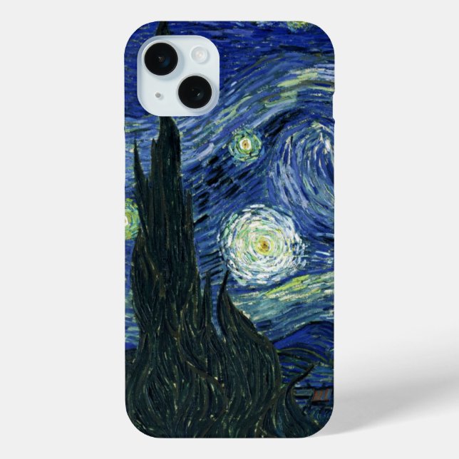 Starry Night Vincent van Gogh Kunstmalerei iPhone 15 Mini Hülle (Rückseite)