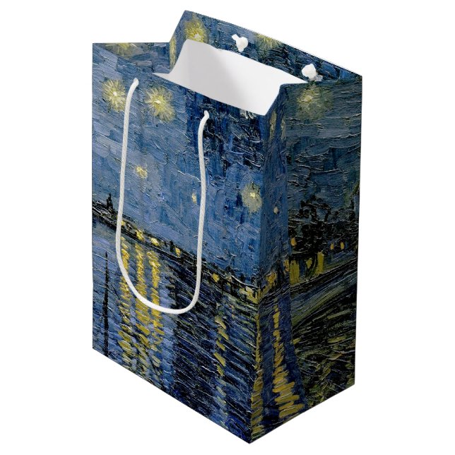 Starry Night Vincent van Gogh Mittlere Geschenktüte (Vorderseite Schrägansicht)