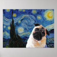 Starry Night Vincent Van Gogh Niedlich Mops Dog