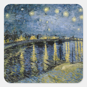 Starry Night Vincent van Gogh Quadratischer Aufkleber
