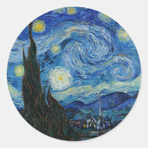 Starry Night   Vincent van Gogh Runder Aufkleber