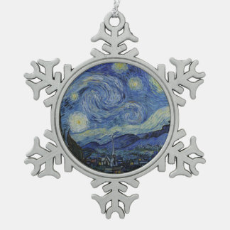 Starry Night Vincent van Gogh Schneeflocken Zinn-Ornament