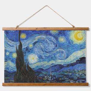 Starry Night, Vincent van Gogh Wandteppich Mit Holzrahmen