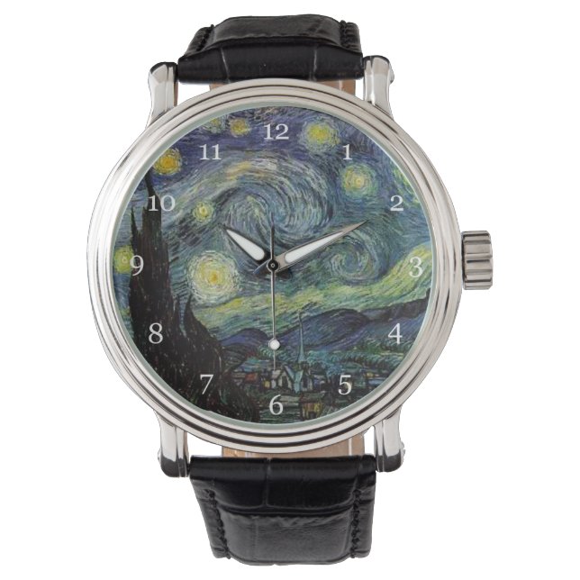 Starry Night von Van Gogh. Armbanduhr (Vorderseite)