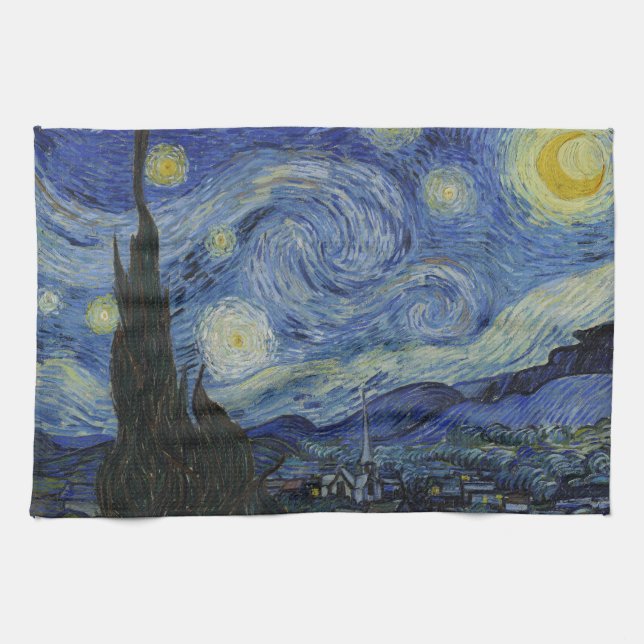 "Starry Night" von Van Gogh Geschirrtuch (Horizontal)