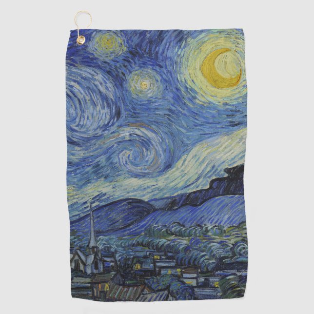 "Starry Night" von Van Gogh Golfhandtuch (Vorderseite)
