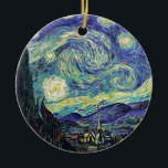 Starry Night von van Gogh Keramik Ornament<br><div class="desc">Van Gogh war besessen von der Symbolik der leuchtenden Objekte und der Farbe. Die Lampe war ein Symbol für Ruhe und Sicherheit. Der Stern symbolisierte den Glauben, und Gaslicht, menschliche Realitäten. Tief ultramarineblau war unendlich, während Rot und Grün "diese schrecklichen Dinge, die Leidenschaften der Männer ausgedrückt.</div>