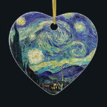 Starry Night von van Gogh Keramikornament<br><div class="desc">Van Gogh war besessen von der Symbolik der leuchtenden Objekte und der Farbe. Die Lampe war ein Symbol für Ruhe und Sicherheit. Der Stern symbolisierte den Glauben, und Gaslicht, menschliche Realitäten. Tief ultramarineblau war unendlich, während Rot und Grün "diese schrecklichen Dinge, die Leidenschaften der Männer ausgedrückt.</div>