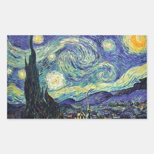 Starry Night von van Gogh Rechteckiger Aufkleber
