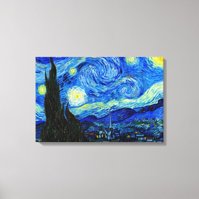 Starry Night von Van Gogh Triple Panel Canvas Prin Leinwanddruck (Vorderseite)