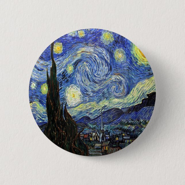 Starry Night von Vincent Van Gogh 1889 Button (Vorderseite)