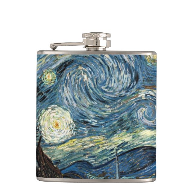 Starry Night von Vincent van Gogh. Berühmte Kunst Flachmann (Vorderseite)