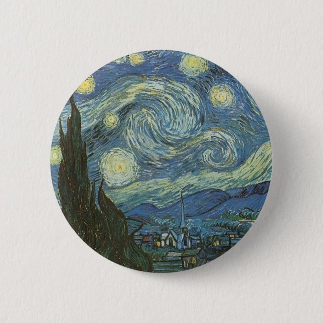 Starry Night von Vincent Van Gogh Button (Vorderseite)