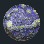 Starry Night von Vincent van Gogh Dartscheibe<br><div class="desc">Starry Night by Vincent van Gogh ist ein Vintages, kunstvolles Post-Impressionismus Landschaft Stadtbild mit Blick auf Saint Remy, Frankreich aus van Gogh Asyl. Der Nachthimmel wirbelt mit Wolken und leuchtendem Halbmond und strahlenden Sternen über dem malerischen Dorf. Starry Night ist wahrscheinlich van Goghs berühmteste Gemälde und wurde während des Tages...</div>