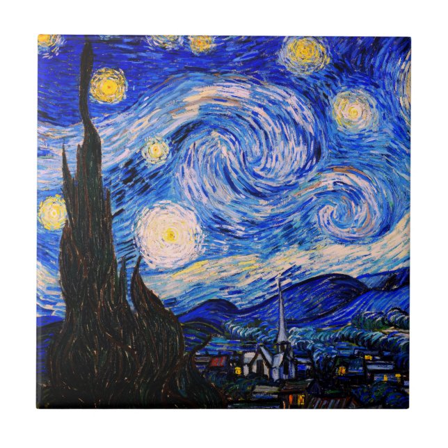 Starry Night von Vincent Van Gogh Fliese (Vorderseite)