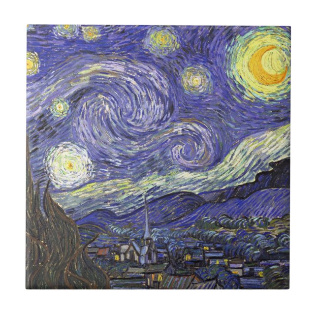 Starry Night von Vincent van Gogh Fliese (Vorderseite)