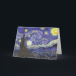 Starry Night von Vincent van Gogh Karte<br><div class="desc">Starry Night by Vincent van Gogh ist ein Vintages, kunstvolles Post-Impressionismus Landschaft Stadtbild mit Blick auf Saint Remy, Frankreich aus van Gogh Asyl. Der Nachthimmel wirbelt mit Wolken und leuchtendem Halbmond und strahlenden Sternen über dem malerischen Dorf. Starry Night ist wahrscheinlich van Goghs berühmteste Gemälde und wurde während des Tages...</div>