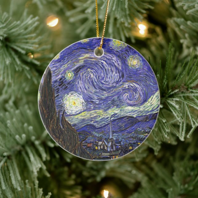 Starry Night von Vincent van Gogh Keramik Ornament (Baum)