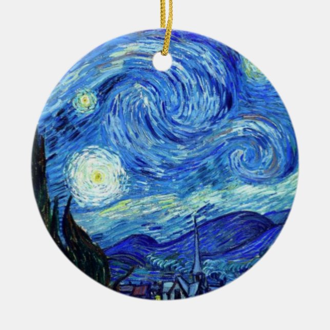 Starry Night von Vincent Van Gogh Keramik Ornament (Vorne)