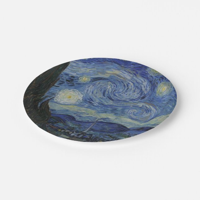 Starry Night von Vincent Van Gogh Pappteller (Schrägansicht)